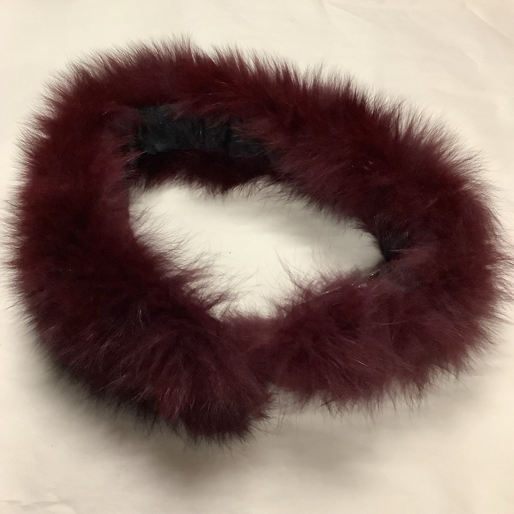 Elegant Burgundy Fur Scarf